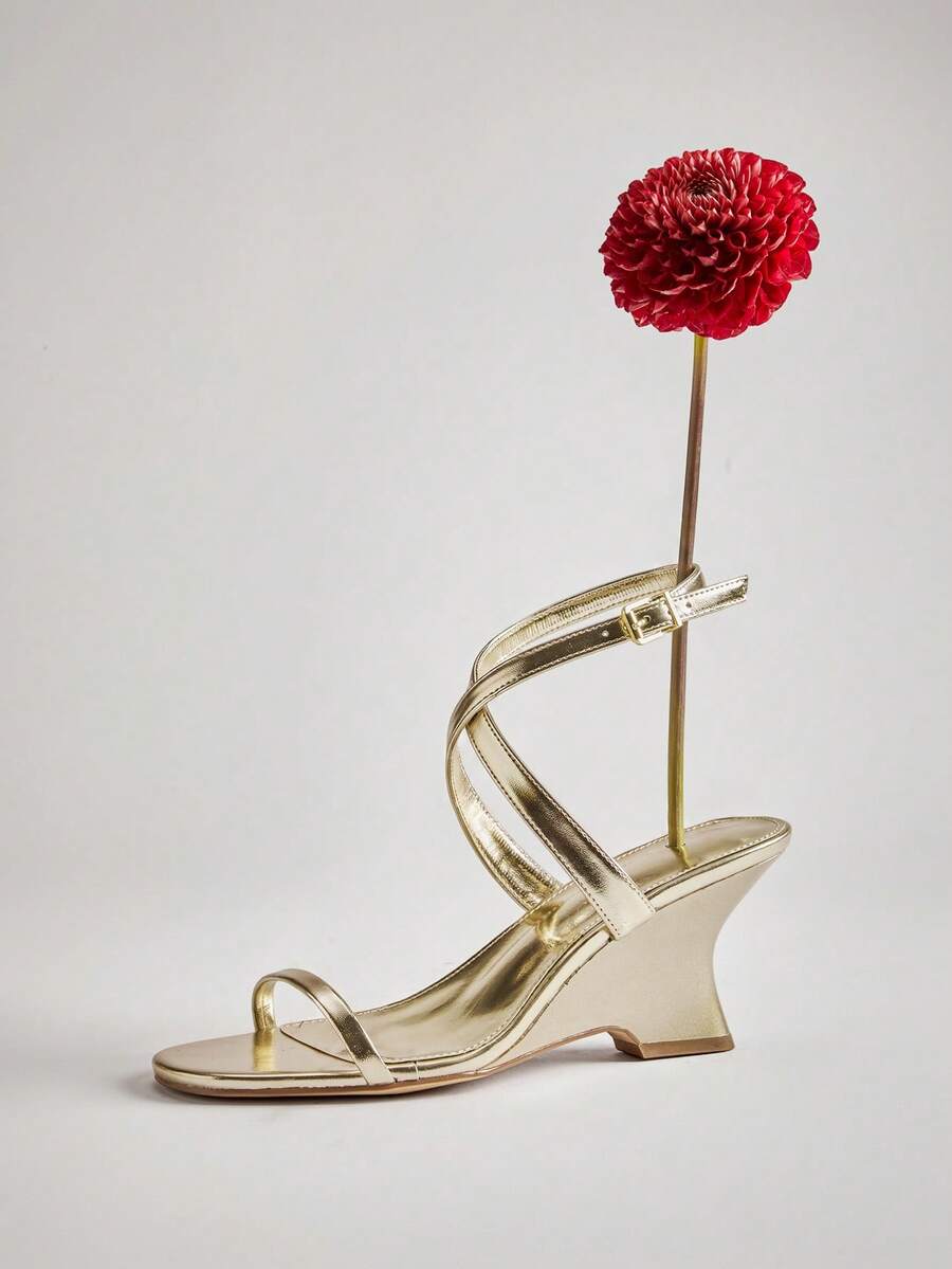 Women's faux suede thong wedge sandals featuring rope detail and high platform wedge sole