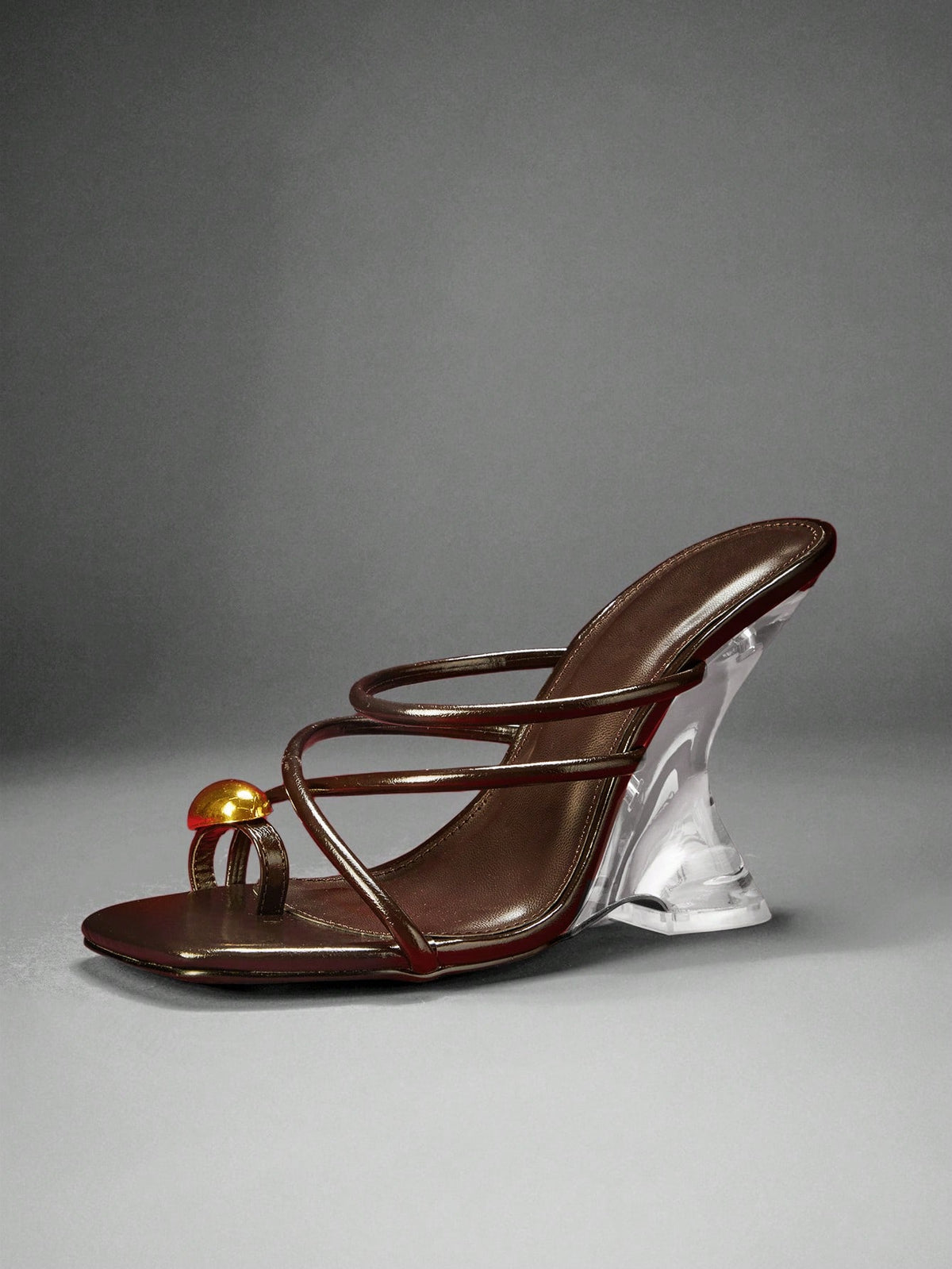 Women's slip-on thong strap wedge sandals featuring a high wedge heel and smooth PU leather upper.