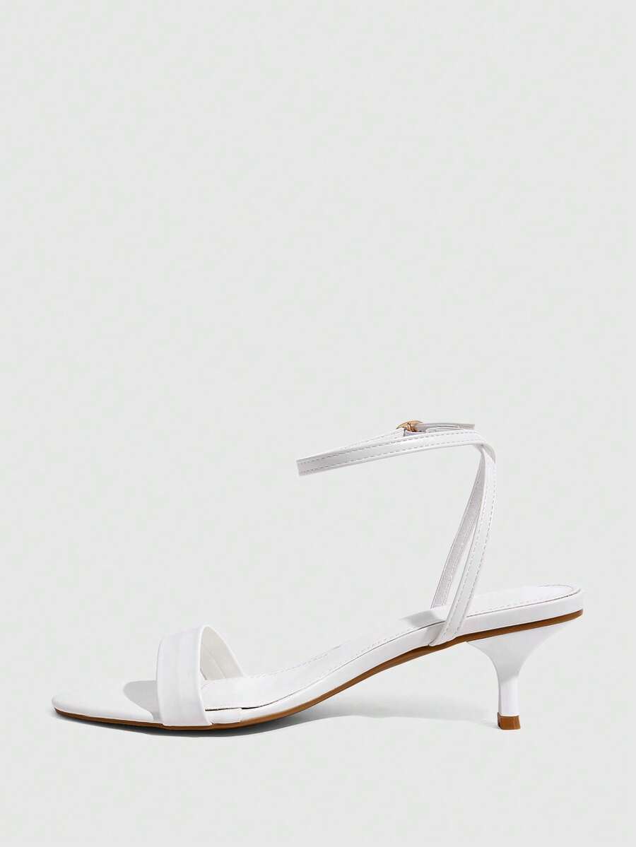 Women's open toe slingback high heel sandals with crisscross knot design and 5.5cm kitten heel