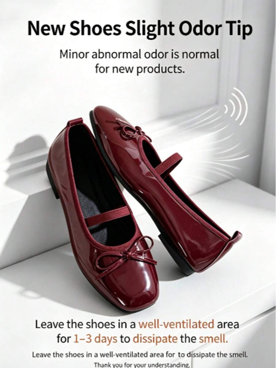 Square toe ballet flat shoes with bow detail and slip-on wide fit design.