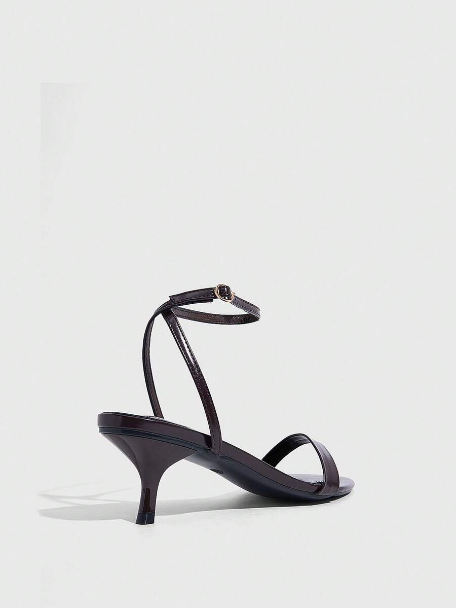Women's open toe slingback high heel sandals with crisscross knot design and 5.5cm kitten heel