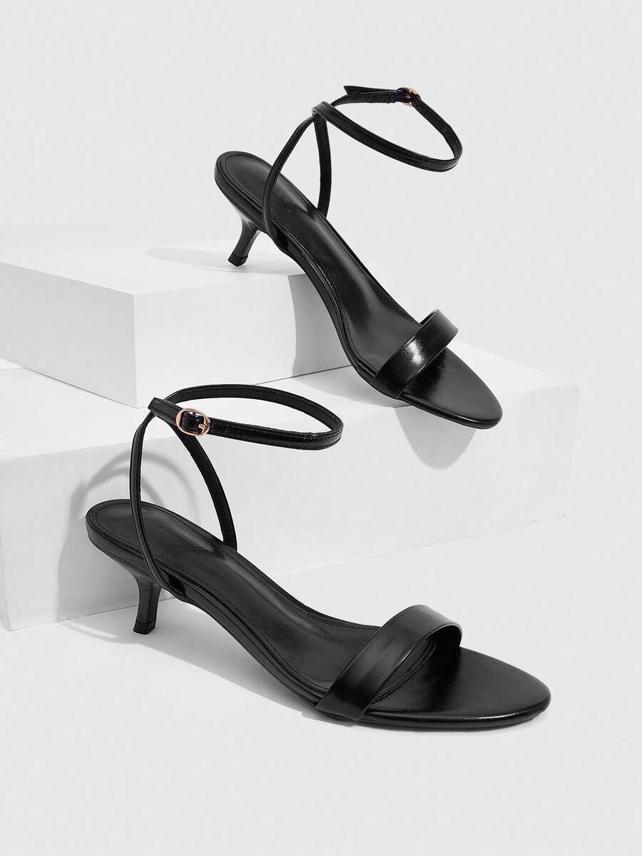 Women's open toe slingback high heel sandals with crisscross knot design and 5.5cm kitten heel