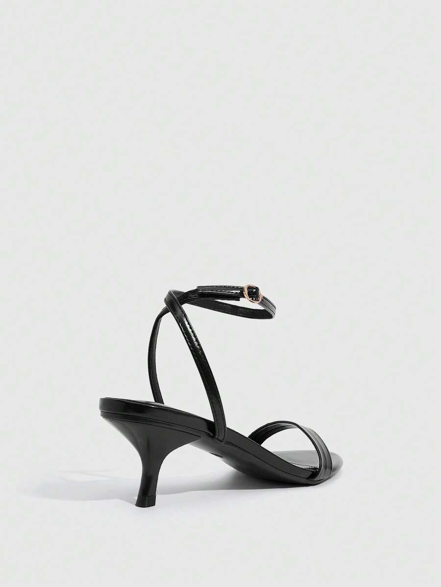 Women's open toe slingback high heel sandals with crisscross knot design and 5.5cm kitten heel