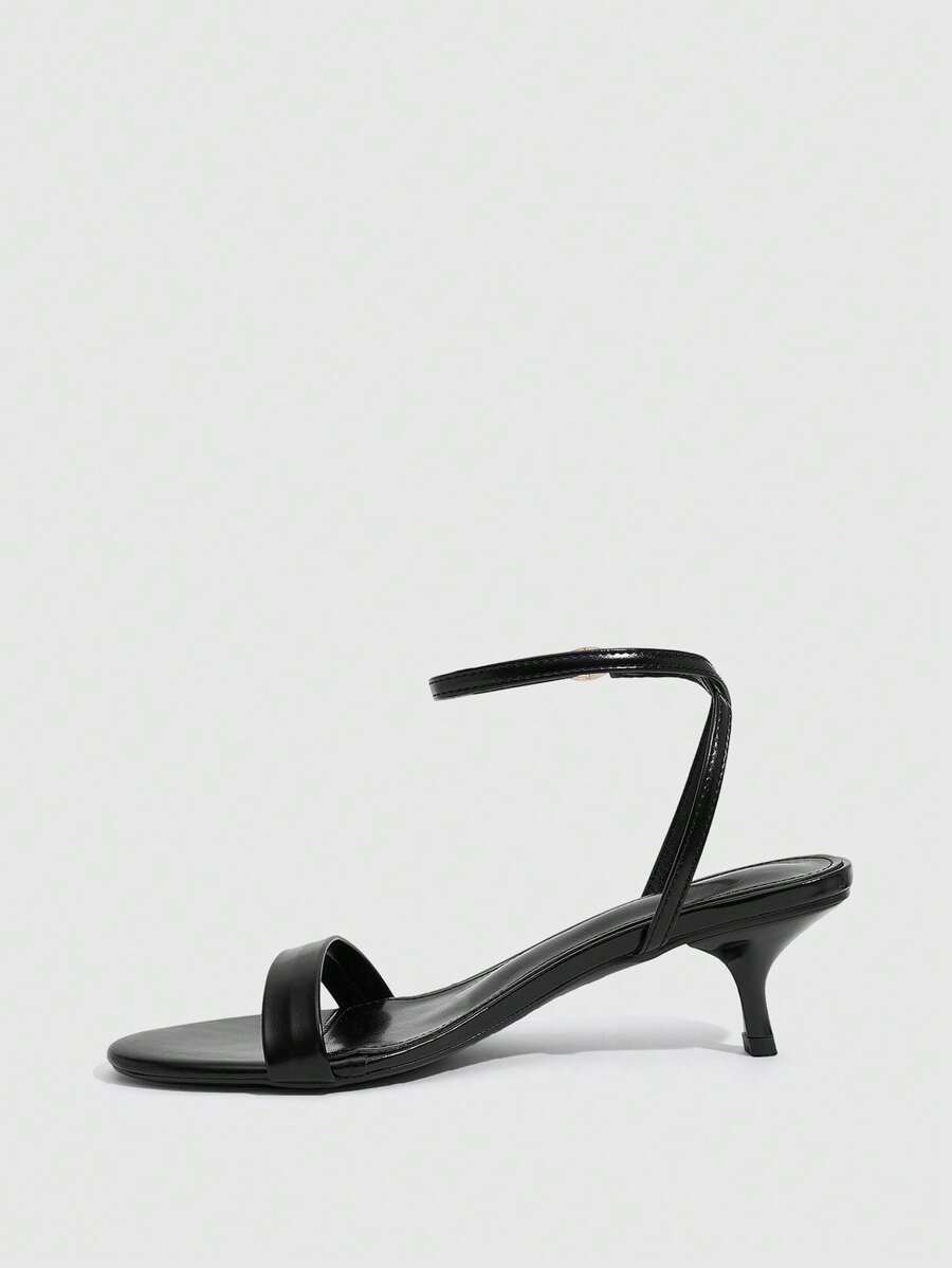 Women's open toe slingback high heel sandals with crisscross knot design and 5.5cm kitten heel