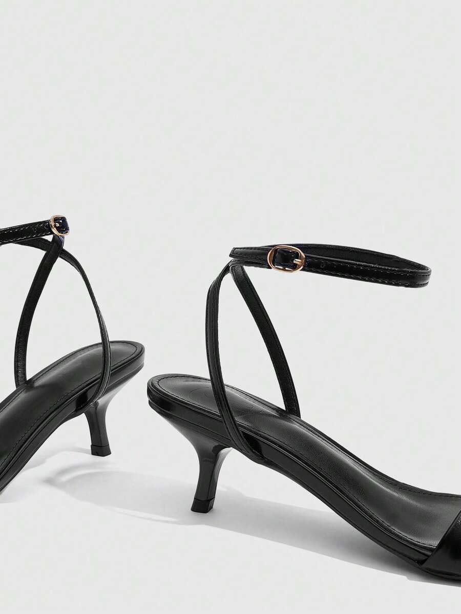 Women's open toe slingback high heel sandals with crisscross knot design and 5.5cm kitten heel