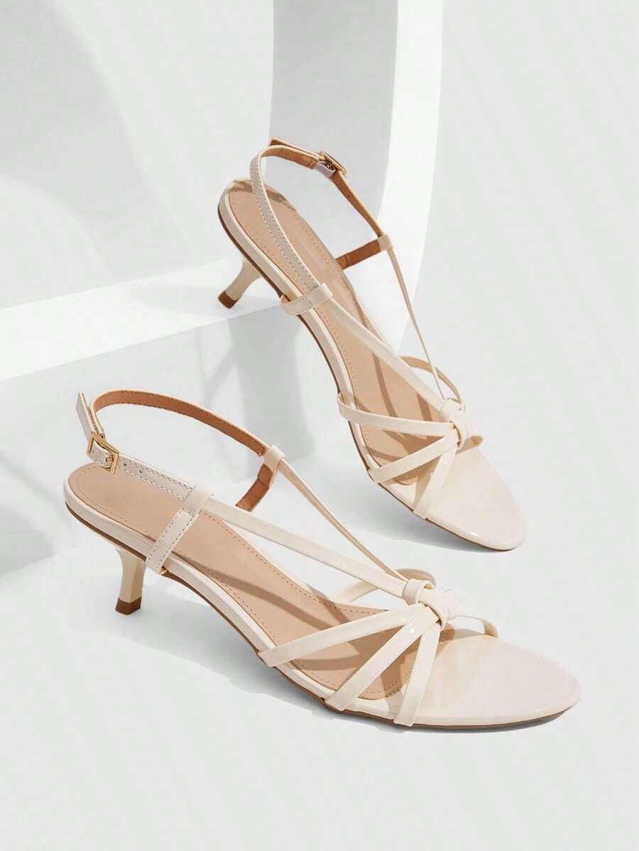 Women's pointed toe kitten heel shoes with adjustable ankle strap buckle closure