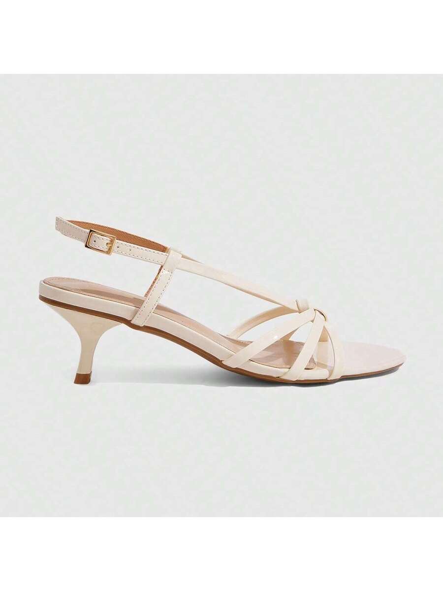 Women's pointed toe kitten heel shoes with adjustable ankle strap buckle closure