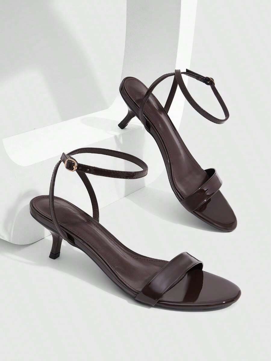 Women's open toe slingback high heel sandals with crisscross knot design and 5.5cm kitten heel