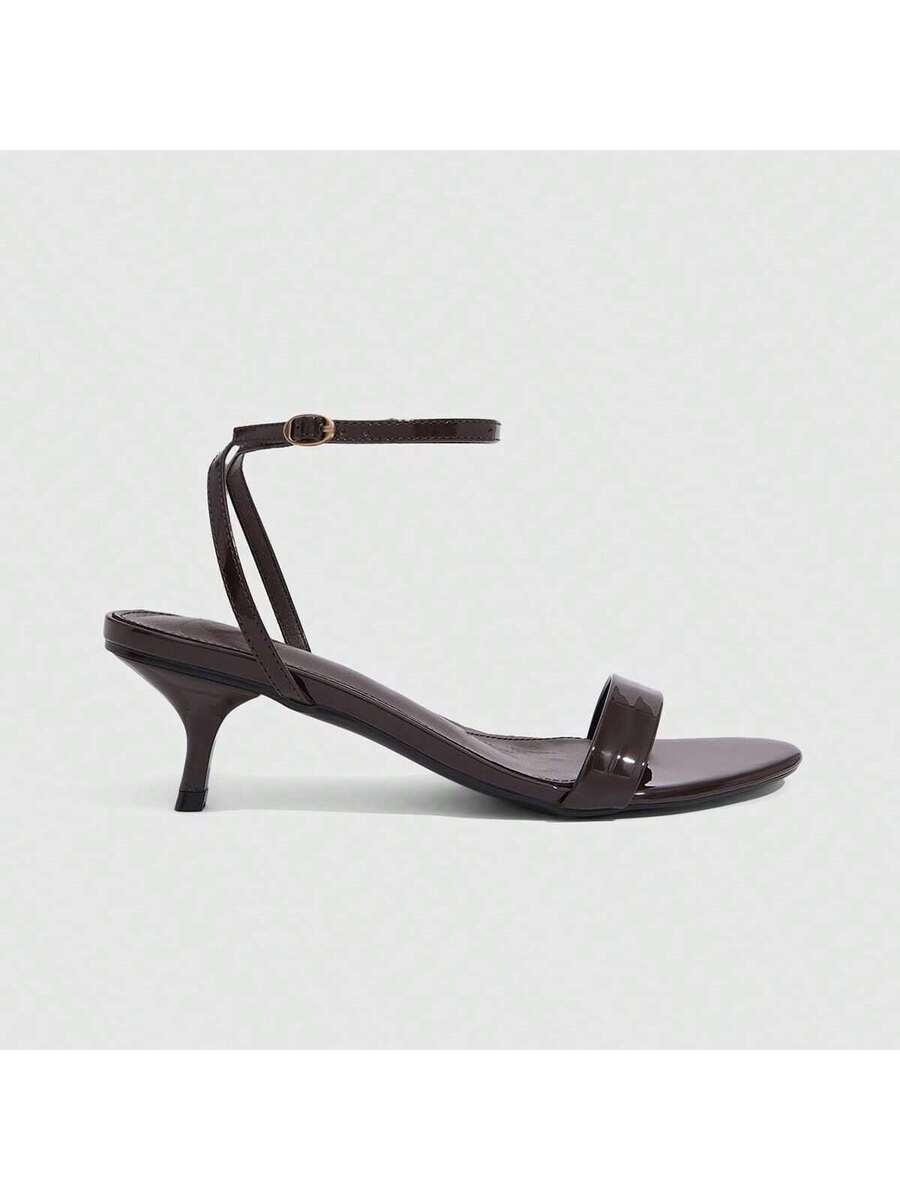Women's open toe slingback high heel sandals with crisscross knot design and 5.5cm kitten heel