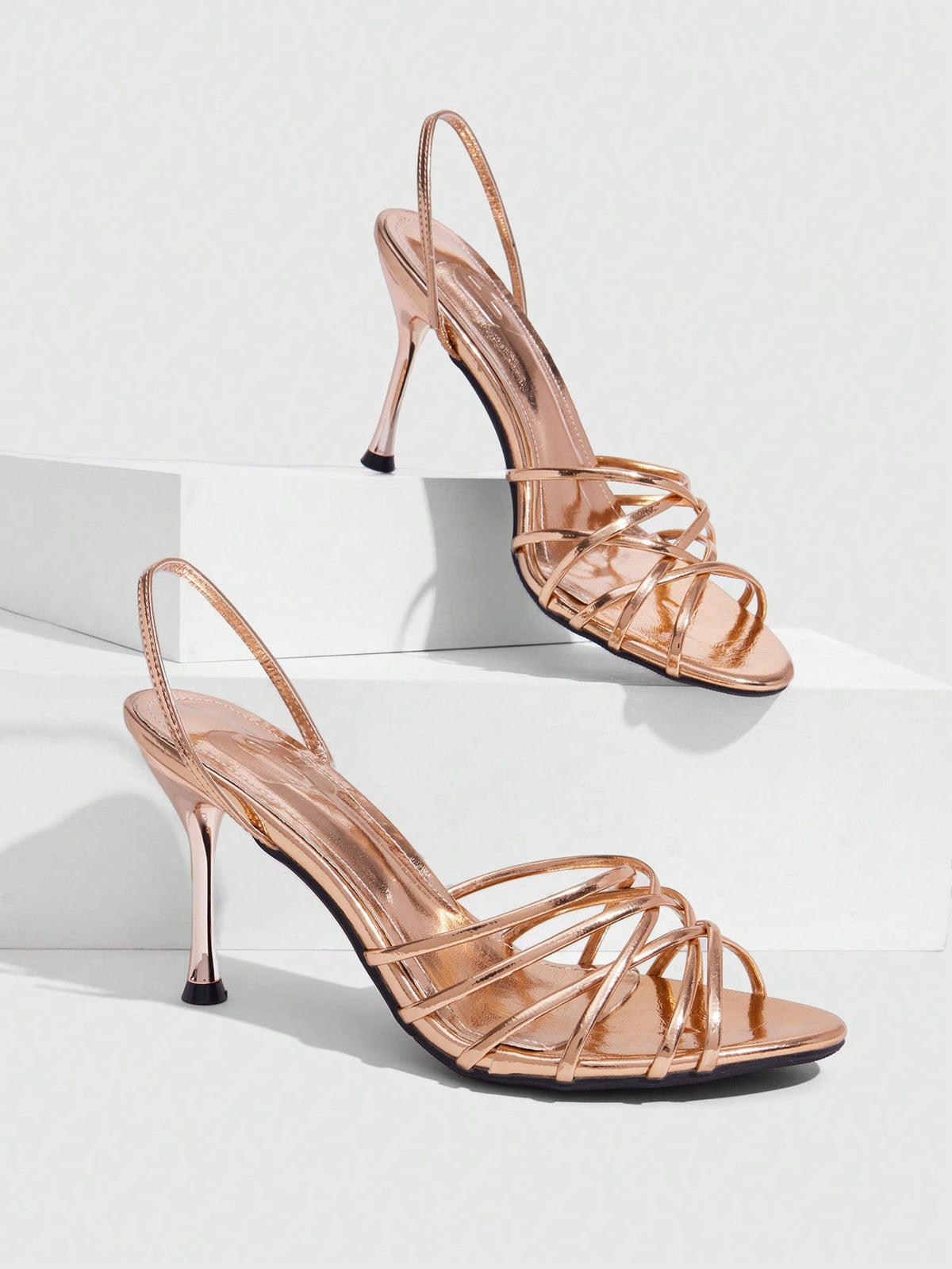 Women's cross strap square heel sandals featuring open toe and slingback design
