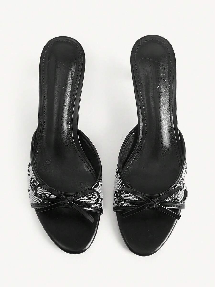 Burgundy high heel sandals for women featuring an open toe, decorative bow, 5.5cm kitten heel, and slingback strap.