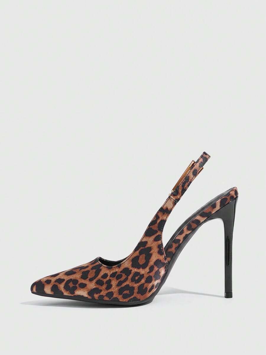 Pointed toe stiletto high heel evening party pumps featuring an ankle strap with buckle closure.