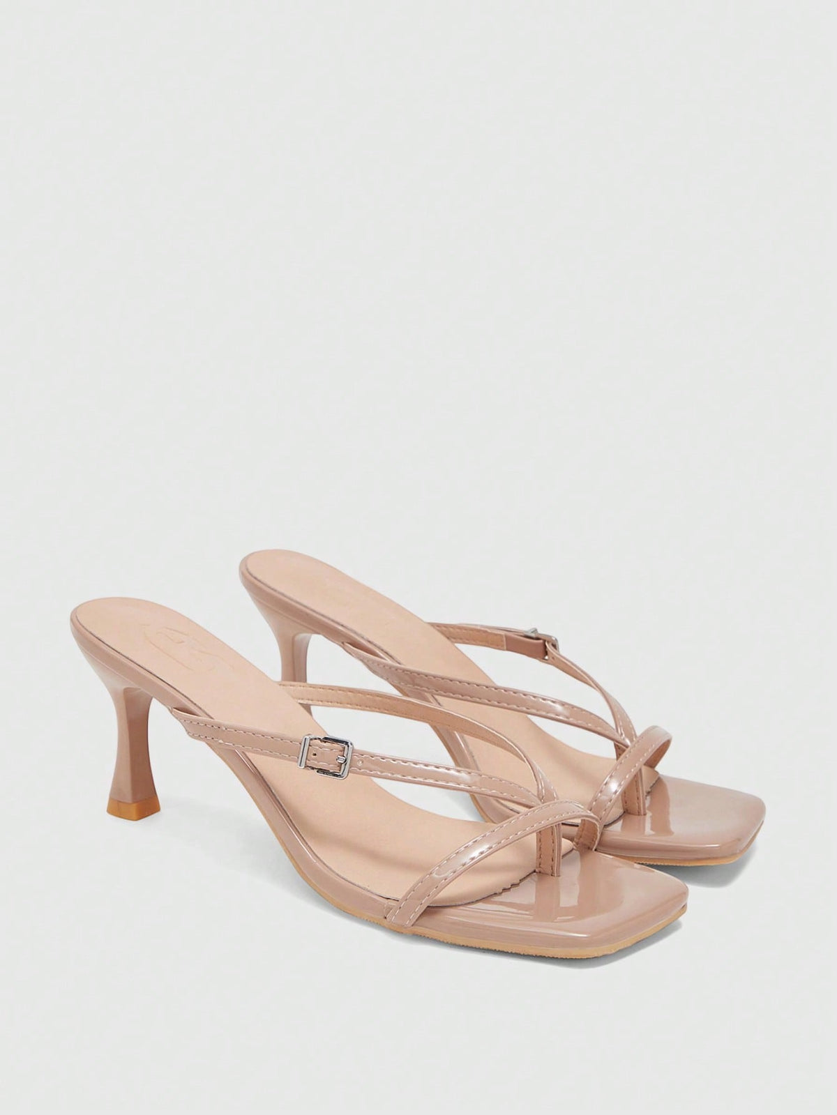 Burgundy square toe kitten heel flip-flops sandals with buckle slingback strap for women