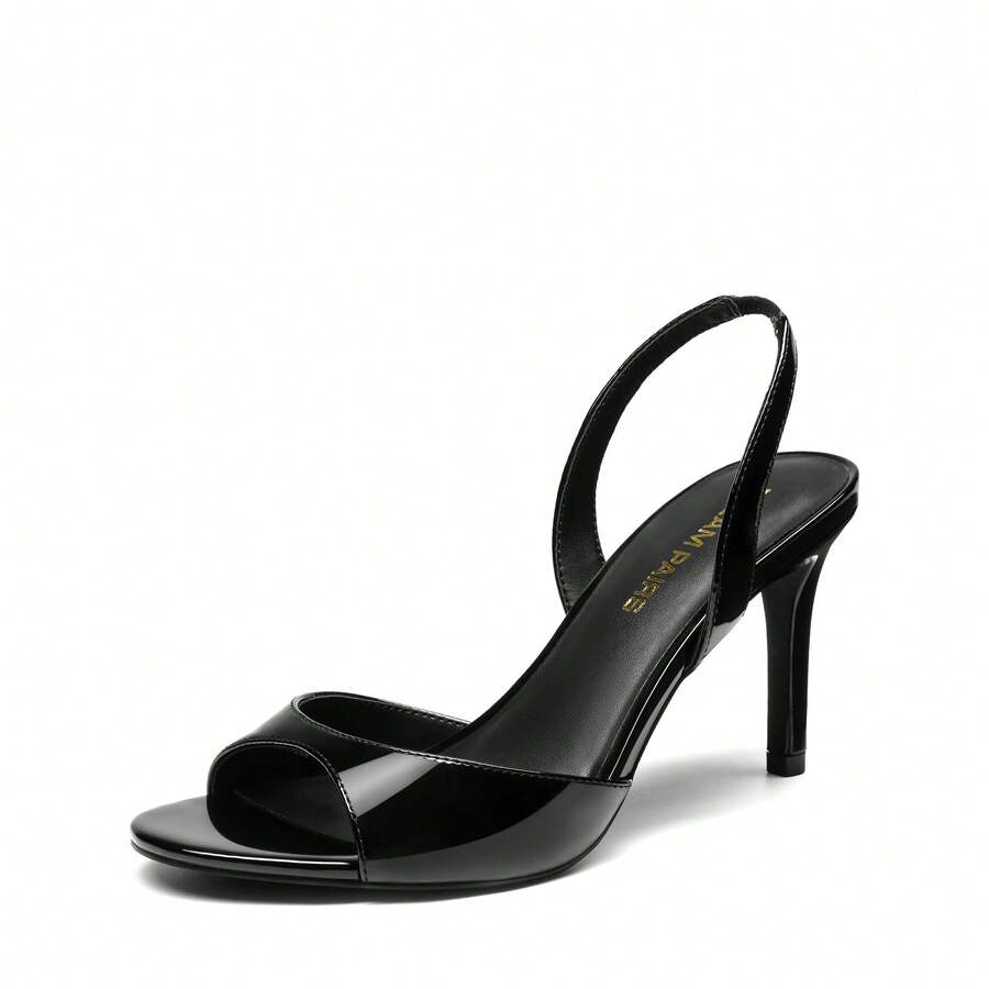 Women's open toe slingback stiletto high heeled sandals with 3.15-inch slim heel