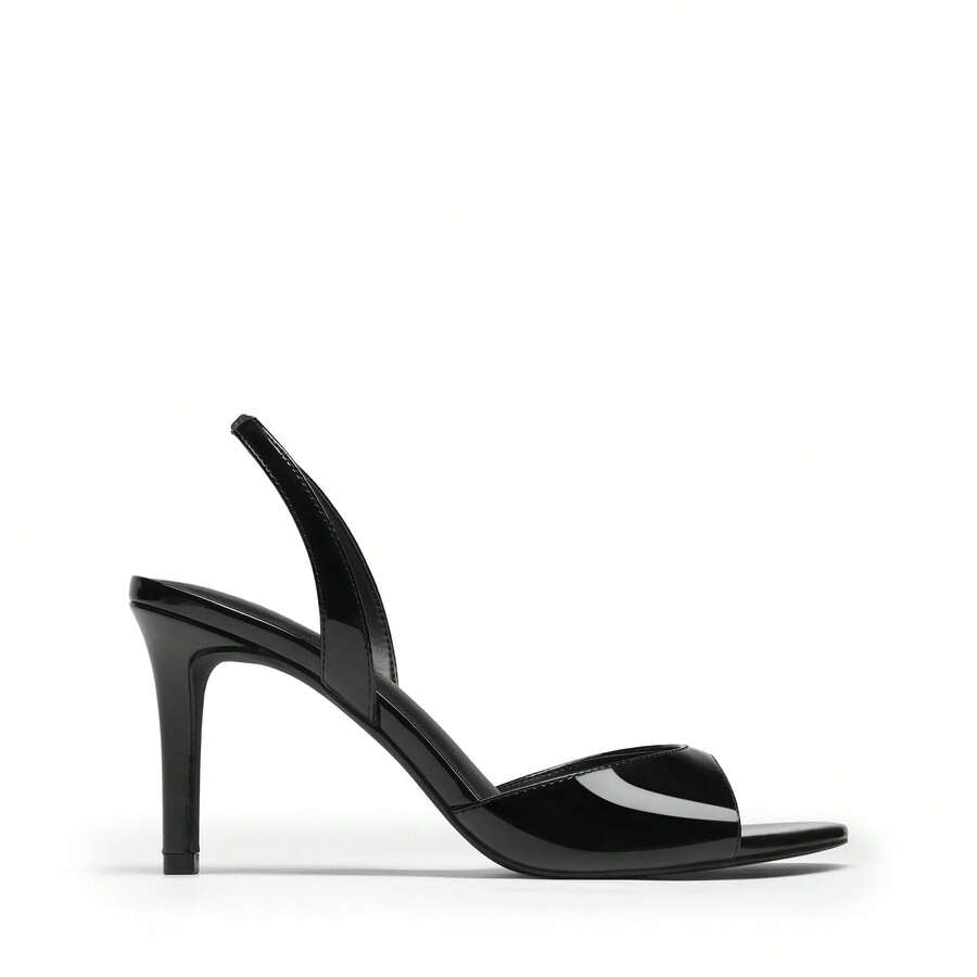 Women's open toe slingback stiletto high heeled sandals with 3.15-inch slim heel