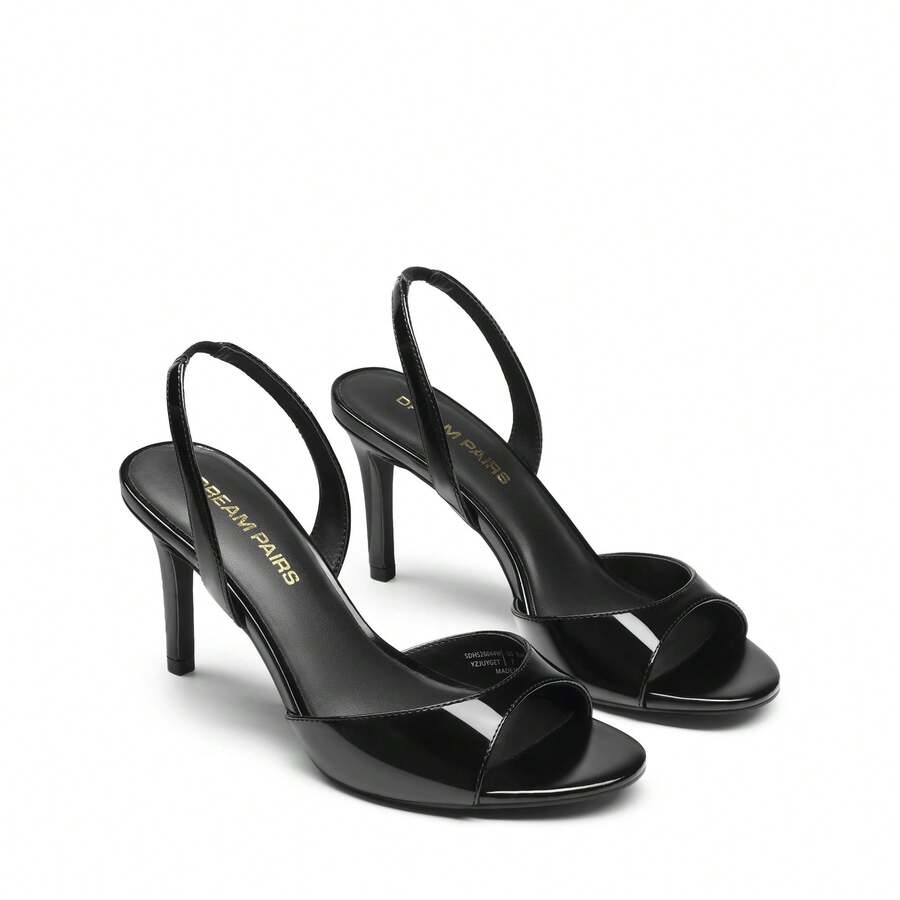 Women's open toe slingback stiletto high heeled sandals with 3.15-inch slim heel