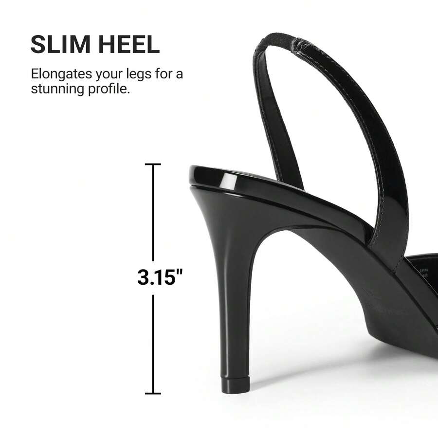 Women's open toe slingback stiletto high heeled sandals with 3.15-inch slim heel