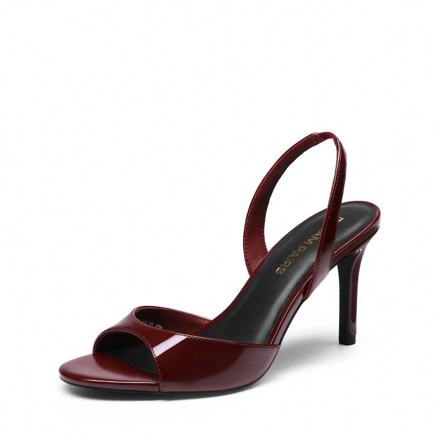 Women's open toe slingback stiletto high heeled sandals with 3.15-inch slim heel