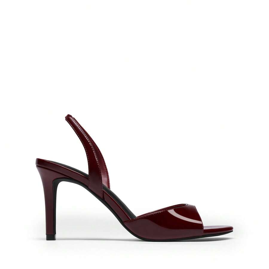 Women's open toe slingback stiletto high heeled sandals with 3.15-inch slim heel