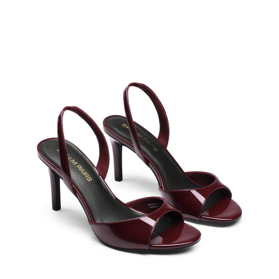 Women's open toe slingback stiletto high heeled sandals with 3.15-inch slim heel
