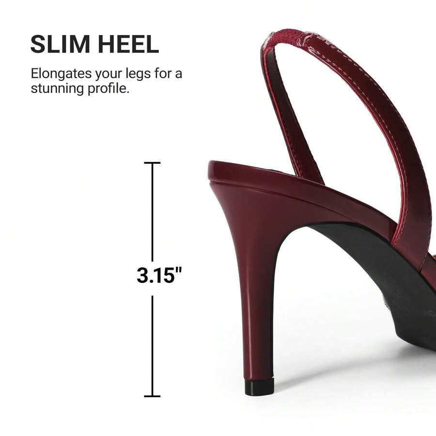 Women's open toe slingback stiletto high heeled sandals with 3.15-inch slim heel