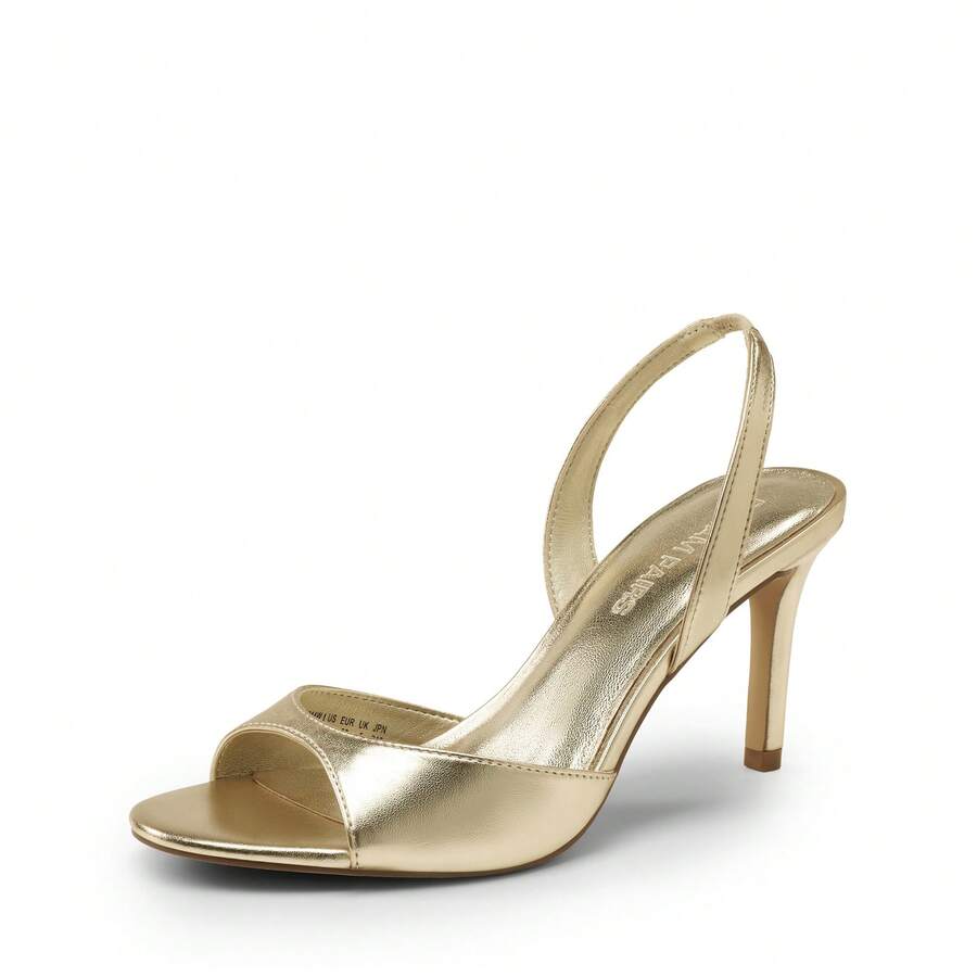 Women's open toe slingback stiletto high heeled sandals with 3.15-inch slim heel