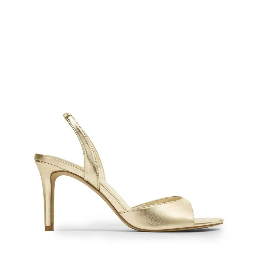 Women's open toe slingback stiletto high heeled sandals with 3.15-inch slim heel