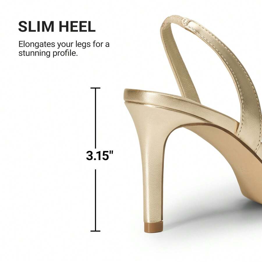 Women's open toe slingback stiletto high heeled sandals with 3.15-inch slim heel
