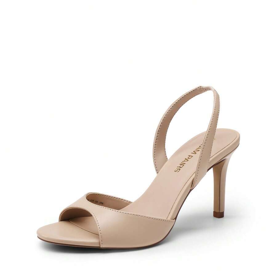Women's open toe slingback stiletto high heeled sandals with 3.15-inch slim heel