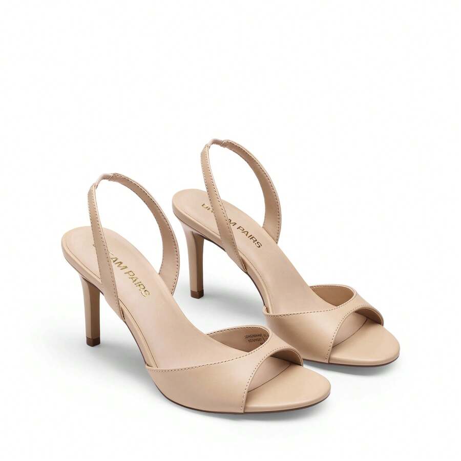 Women's open toe slingback stiletto high heeled sandals with 3.15-inch slim heel