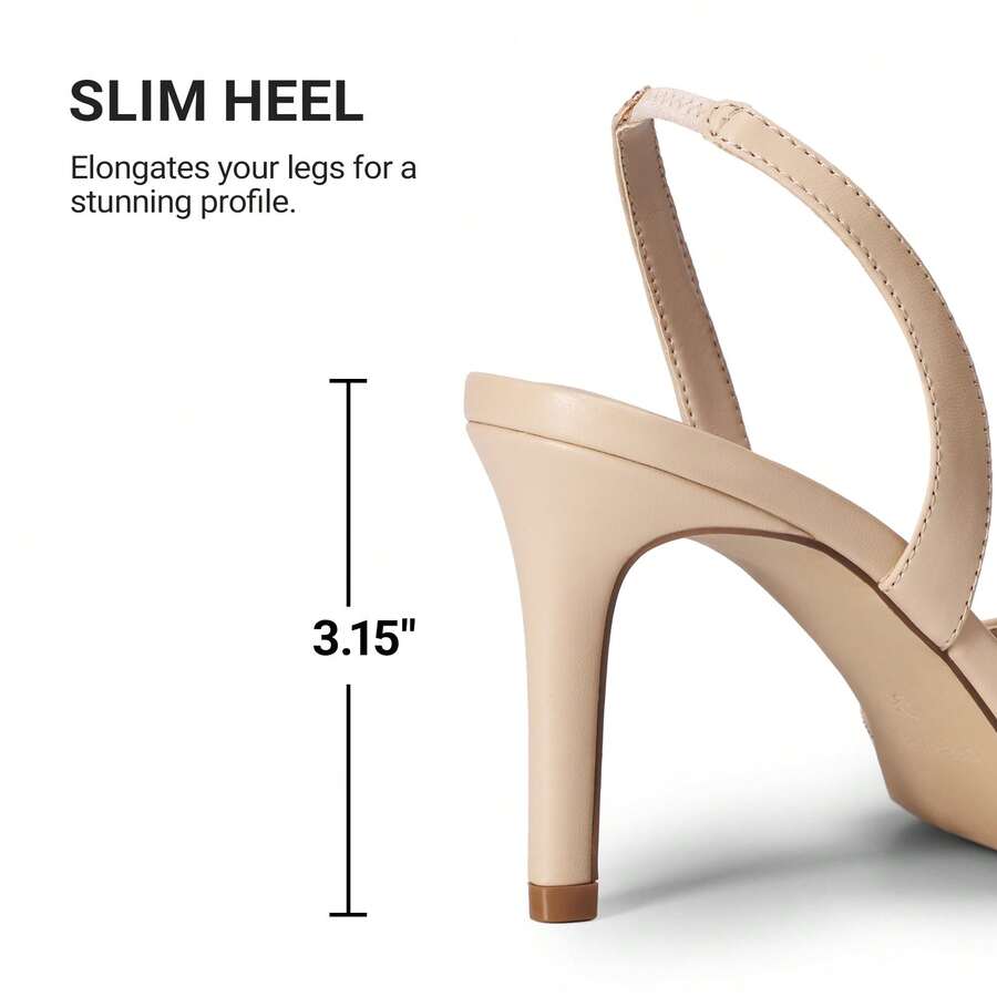 Women's open toe slingback stiletto high heeled sandals with 3.15-inch slim heel