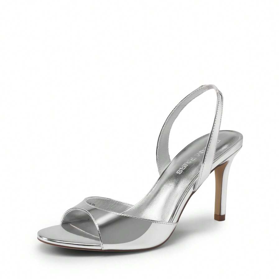 Women's open toe slingback stiletto high heeled sandals with 3.15-inch slim heel