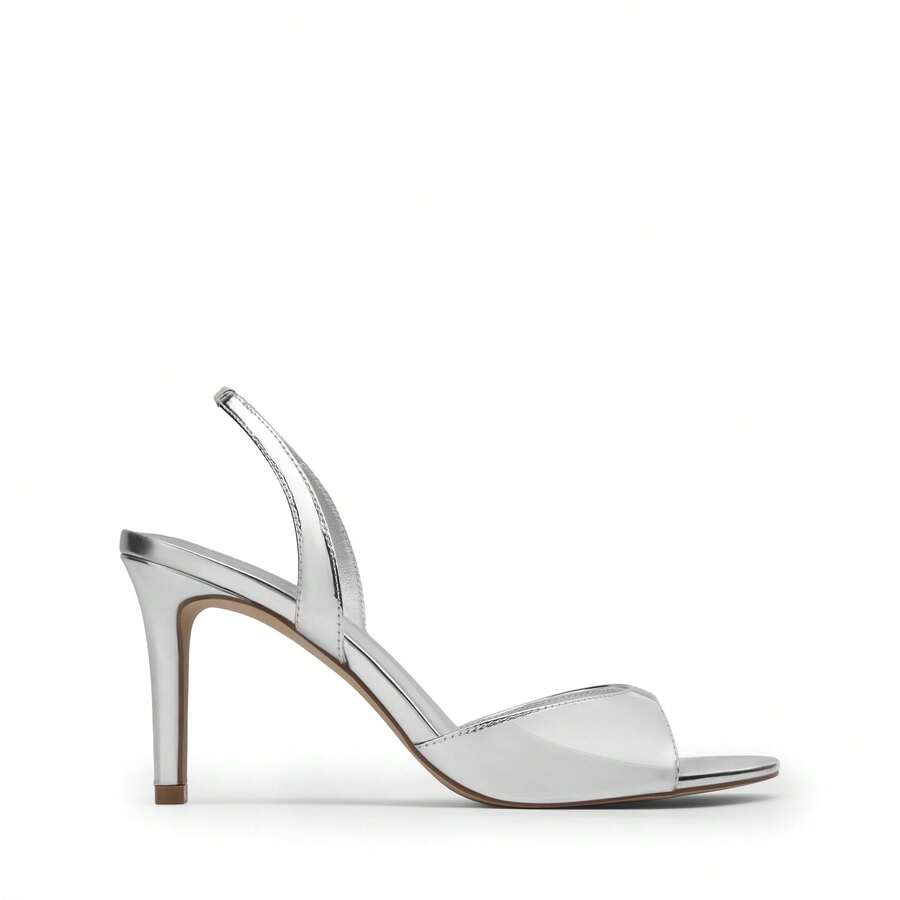 Women's open toe slingback stiletto high heeled sandals with 3.15-inch slim heel