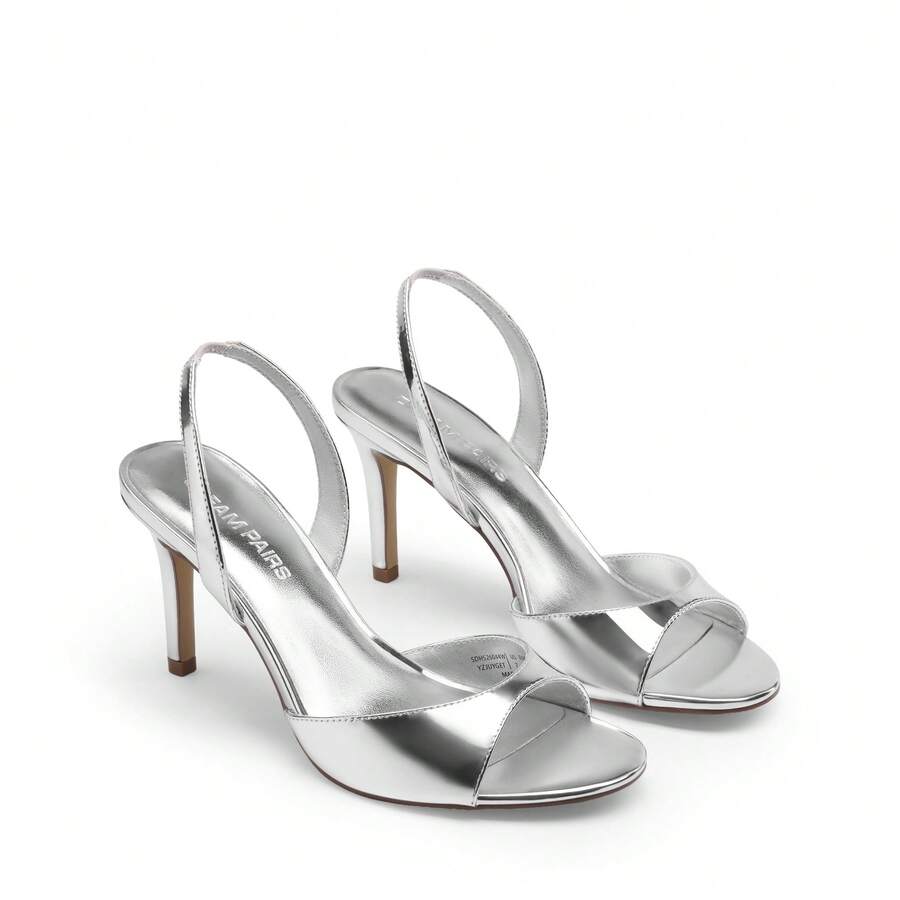 Women's open toe slingback stiletto high heeled sandals with 3.15-inch slim heel