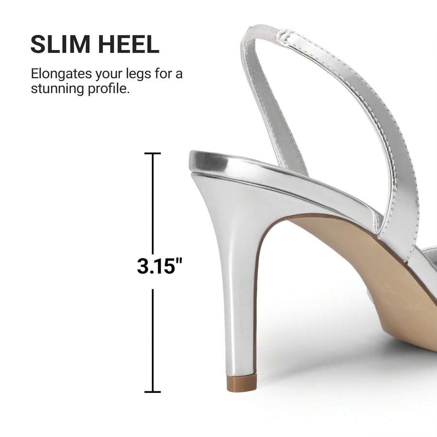 Women's open toe slingback stiletto high heeled sandals with 3.15-inch slim heel