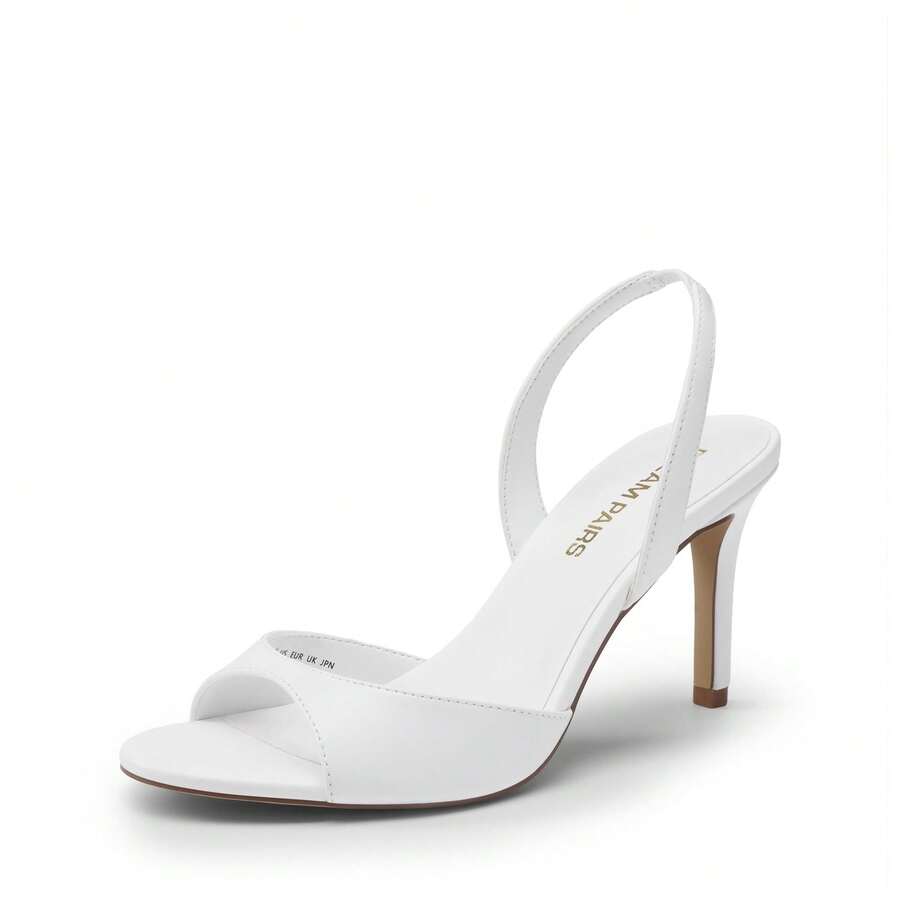 Women's open toe slingback stiletto high heeled sandals with 3.15-inch slim heel