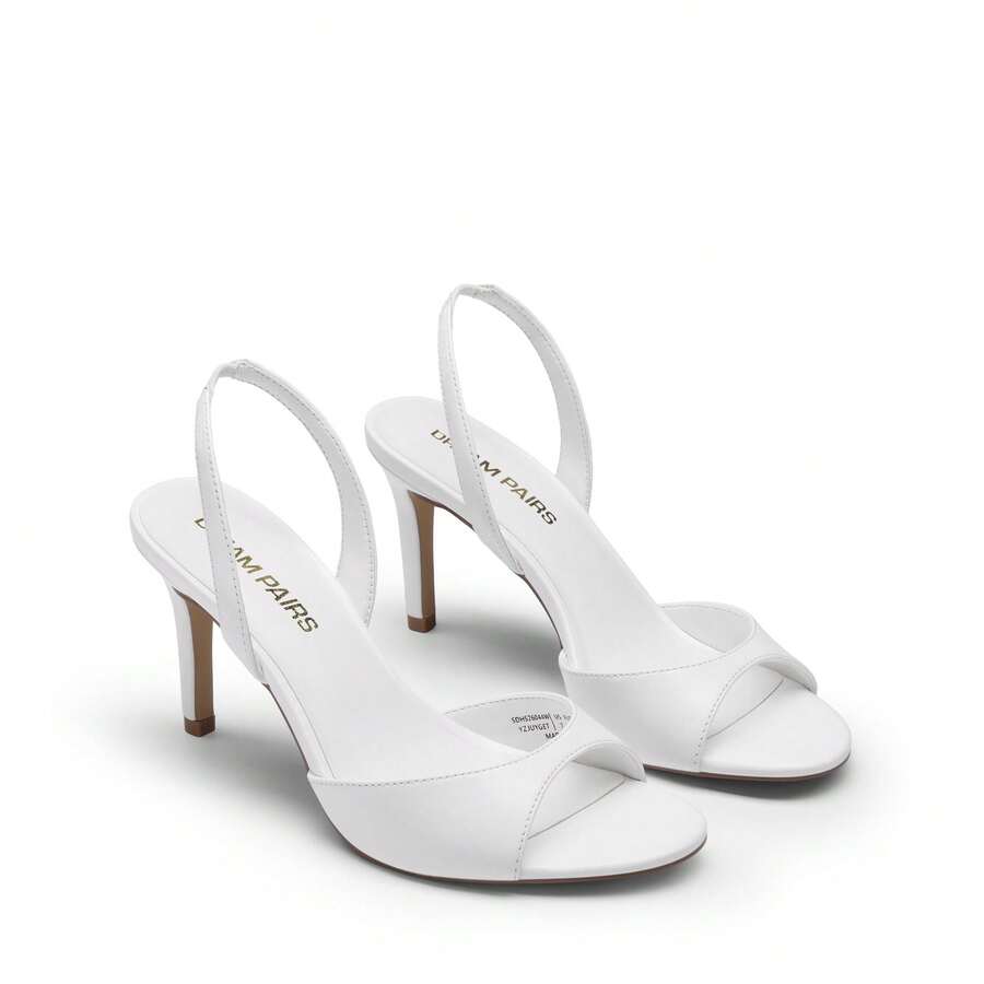 Women's open toe slingback stiletto high heeled sandals with 3.15-inch slim heel