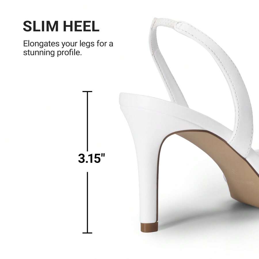 Women's open toe slingback stiletto high heeled sandals with 3.15-inch slim heel