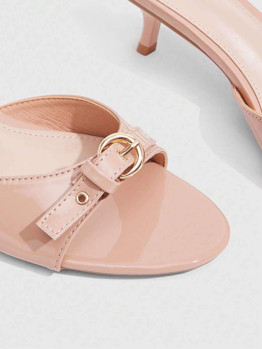 Women's elegant square toe stiletto high heel sandals featuring an open toe and sleek slingback strap
