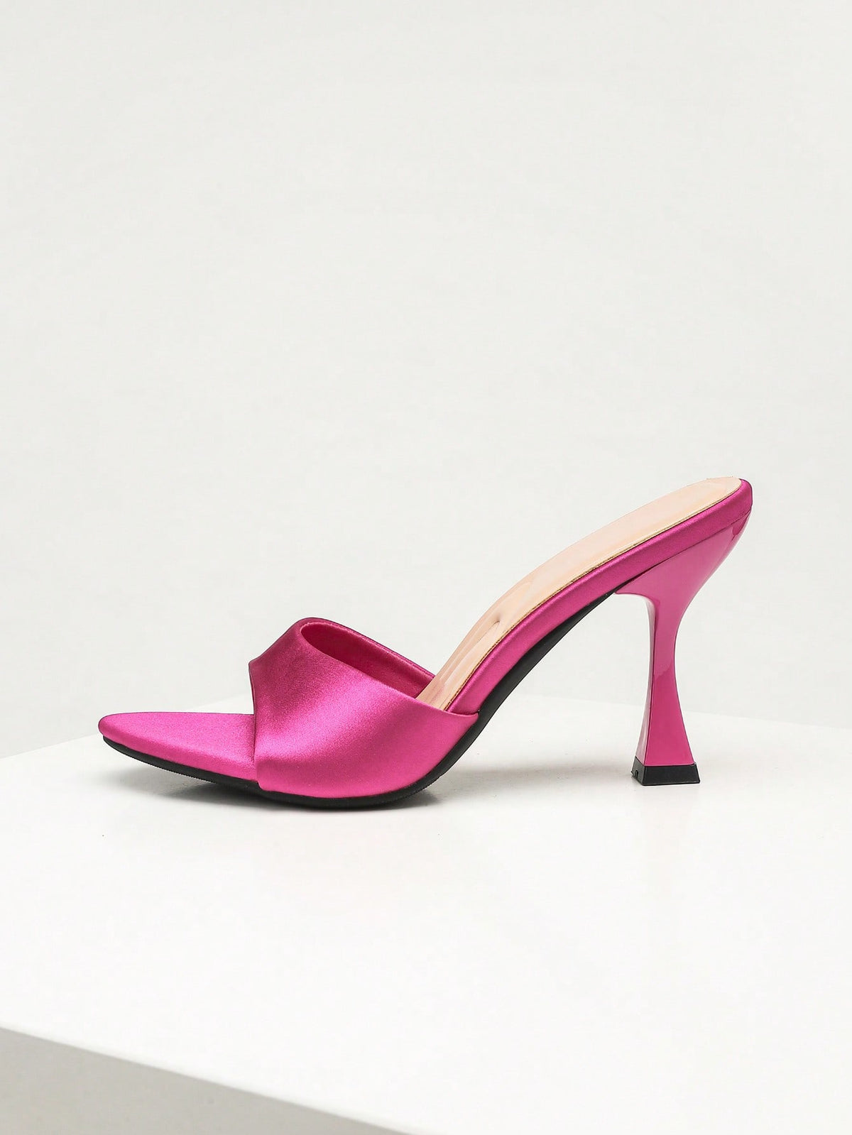 Women's open toe high heel sandals with slingback strap and sleek stiletto heel in smooth PU leather.