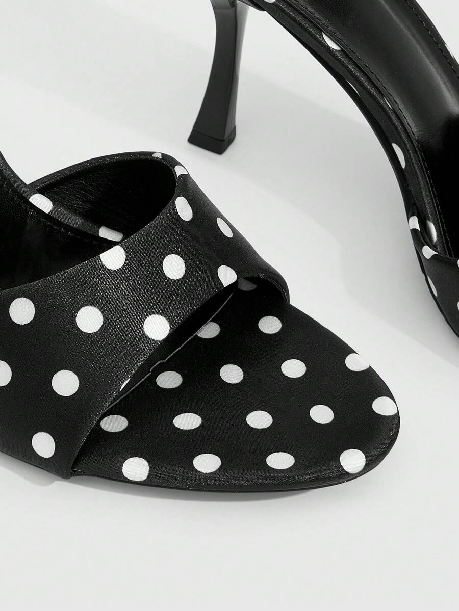 Women's open toe high heel sandals with slingback strap and sleek stiletto heel in smooth PU leather.