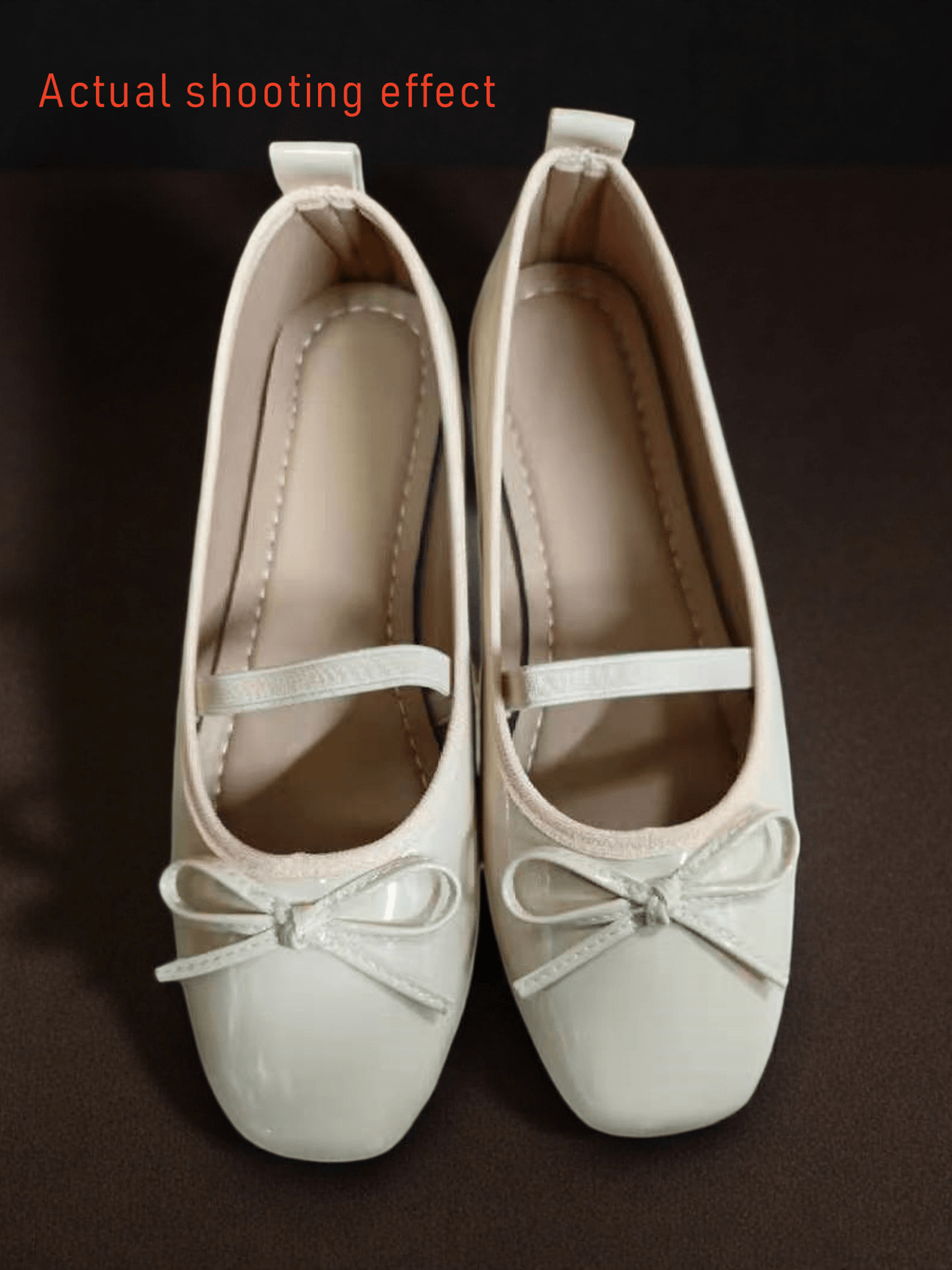 Square toe ballet flat shoes with bow detail and slip-on wide fit design.