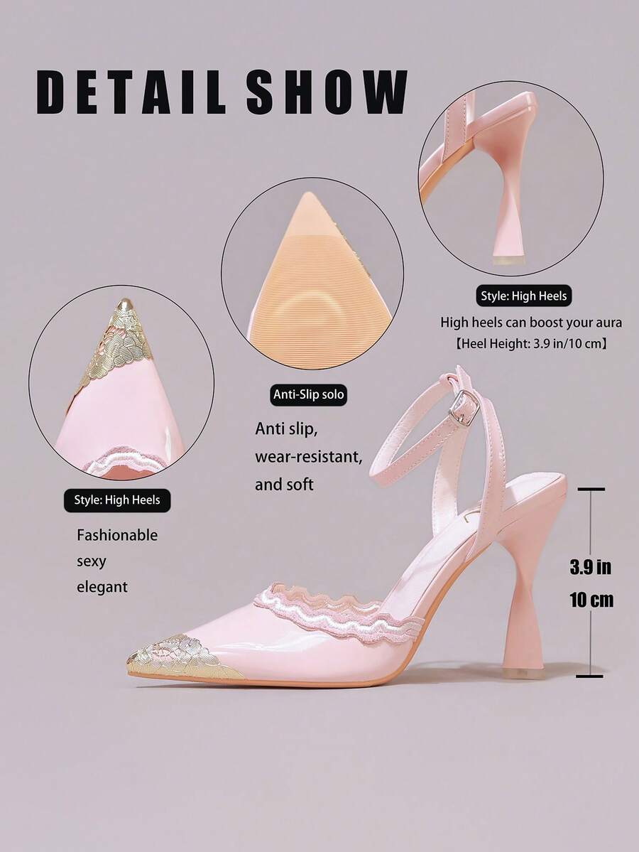 White pointed toe high heel stiletto sandals featuring lace patchwork, fringe trim, and an oversized bowknot accent.