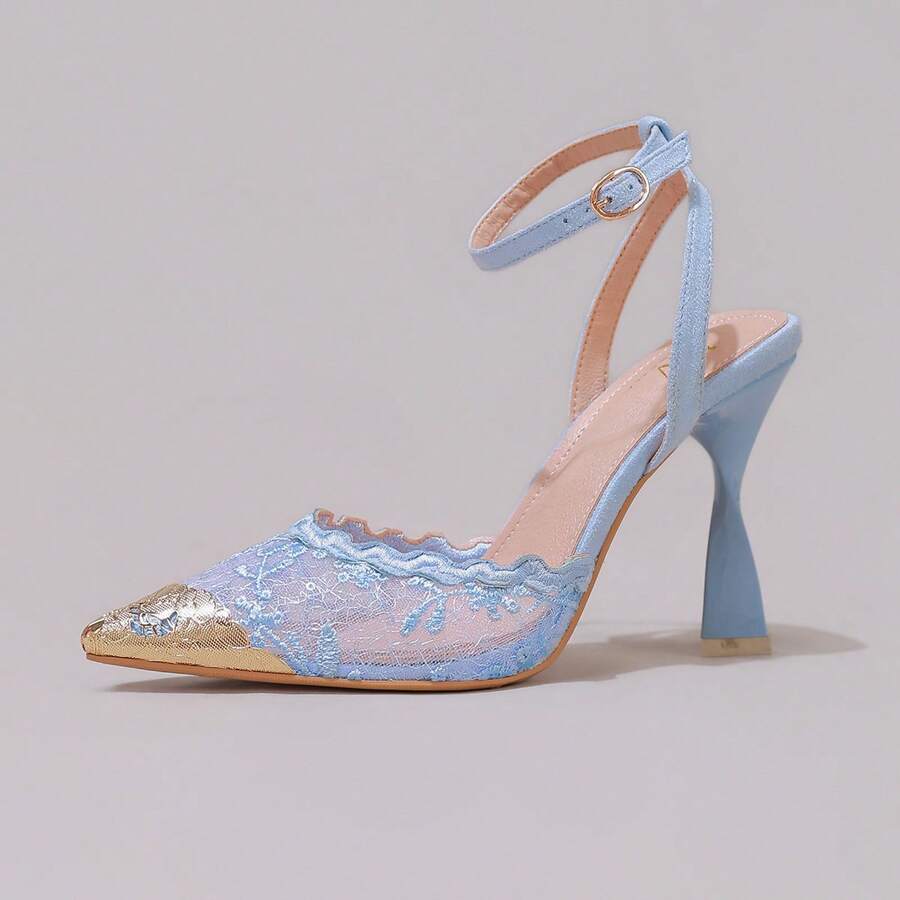 White pointed toe high heel stiletto sandals featuring lace patchwork, fringe trim, and an oversized bowknot accent.