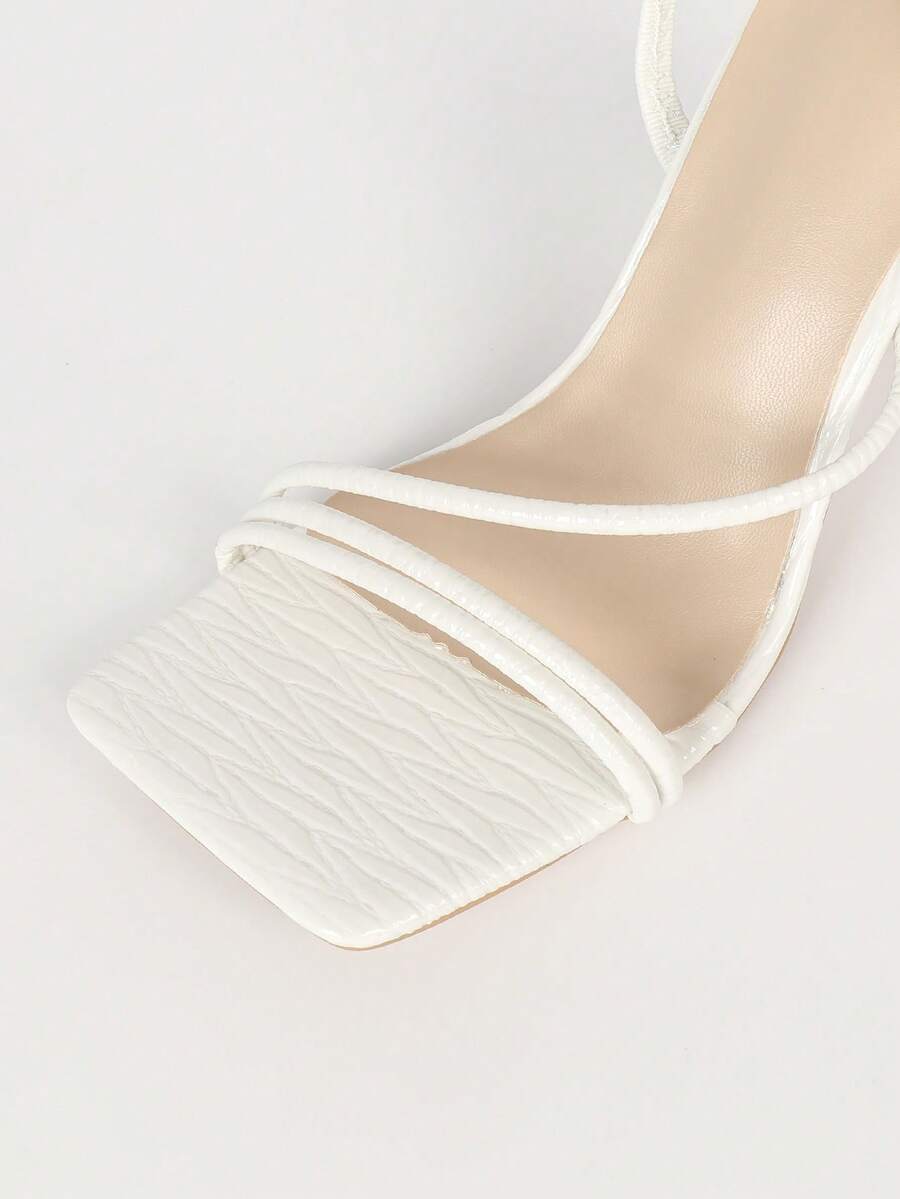 Women's square toe stiletto high heel sandals with open toe and ruched slingback strap