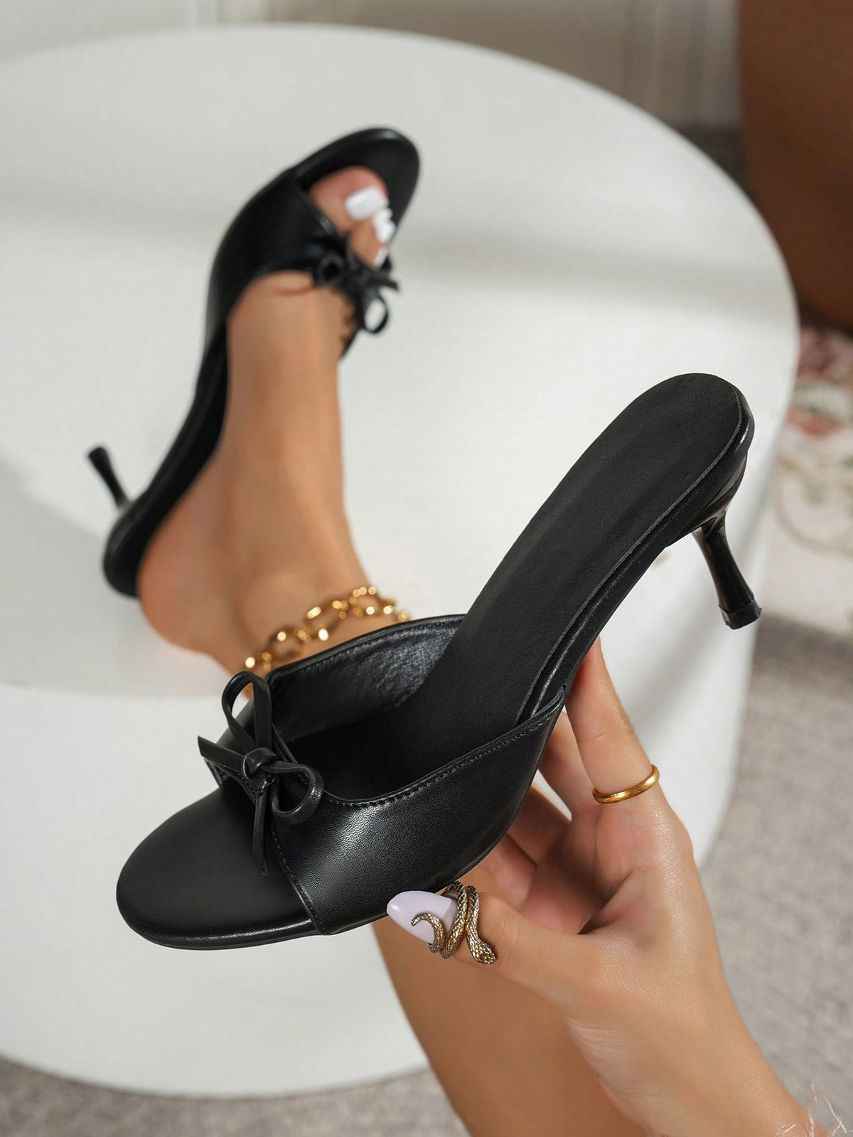 Women's elegant peep toe platform heel sandals featuring a decorative front bow knot in a solid color design.
