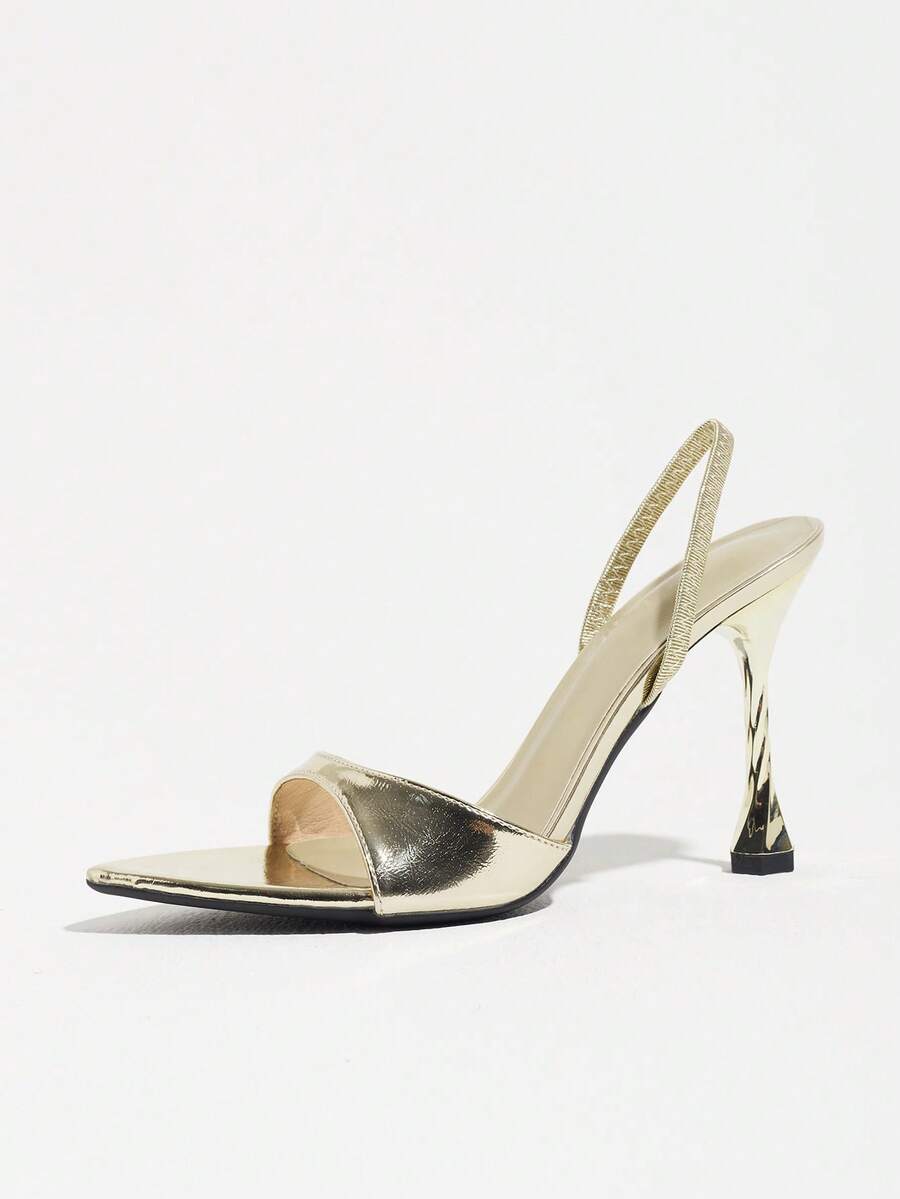 Women's open toe high heel stiletto sandals with sleek slingback buckle strap