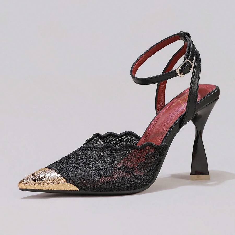 White pointed toe high heel stiletto sandals featuring lace patchwork, fringe trim, and an oversized bowknot accent.