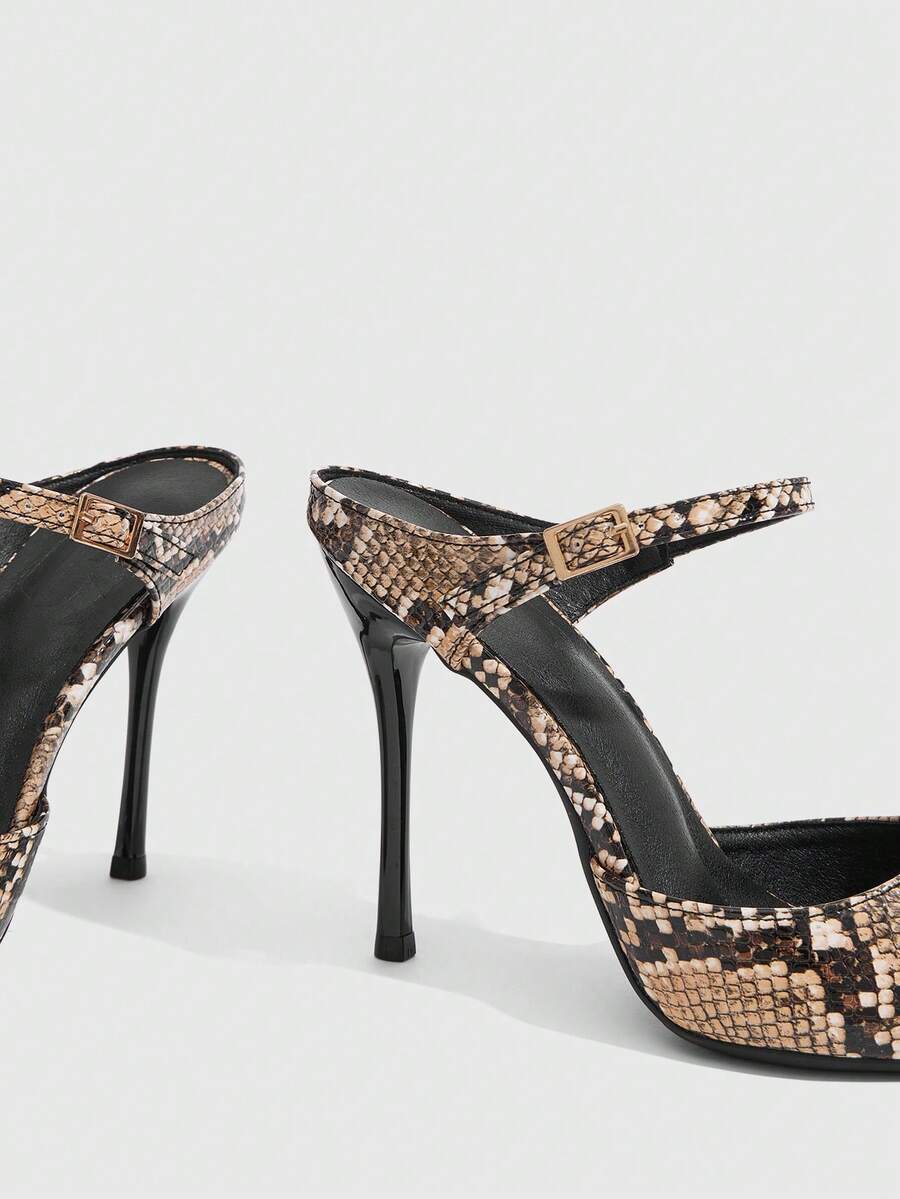Burgundy pointed toe stiletto high heels with ankle strap buckle detail in patent PU leather