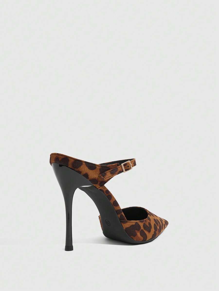 Burgundy pointed toe stiletto high heels with ankle strap buckle detail in patent PU leather